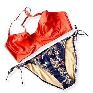 Faherty String Bikini Bottoms Medium and Contrasting Underwire Bikini Top Large